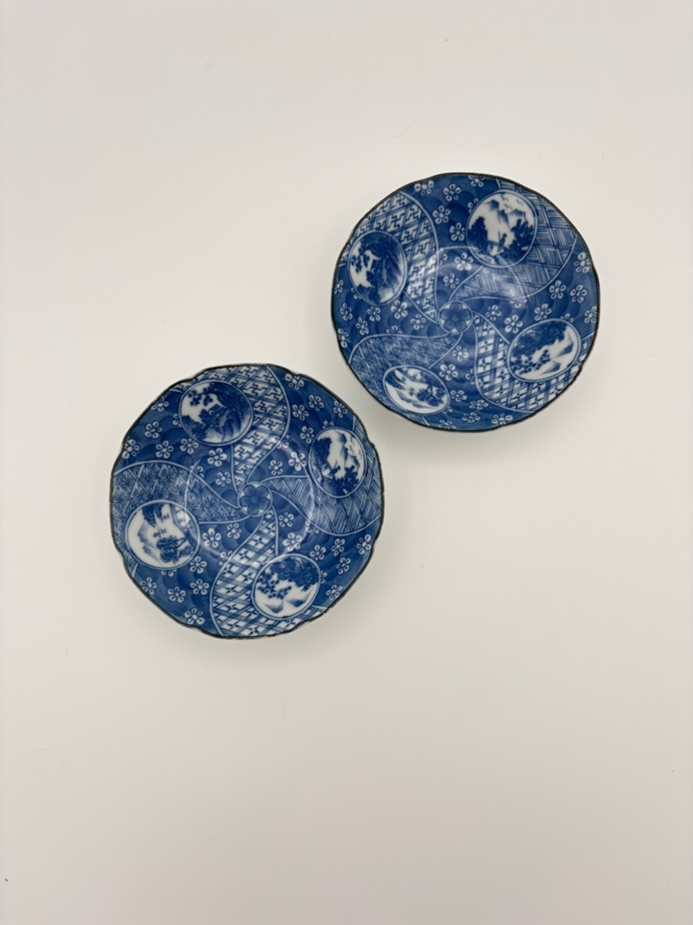 Vintage Takahashi San Francisco Blue White Bowls Set of 2
